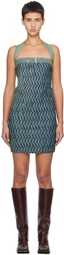Masha Popova SSENSE Exclusive Navy & Green Denim Minidress