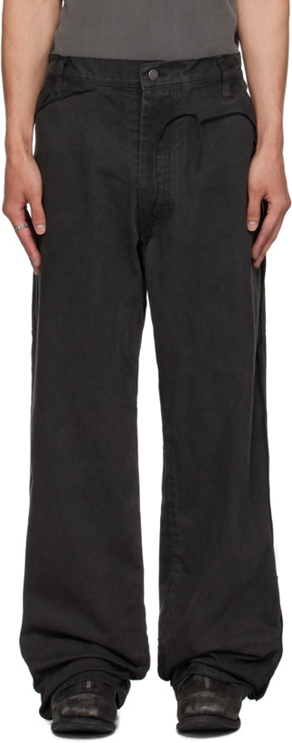 Photo: ALEXANDER DIGENOVA Black Underground Cutout Denim Cargo Pants
