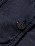 Stone Island - Logo-Appliquéd Garment-Dyed Cotton-Twill Overshirt - Blue