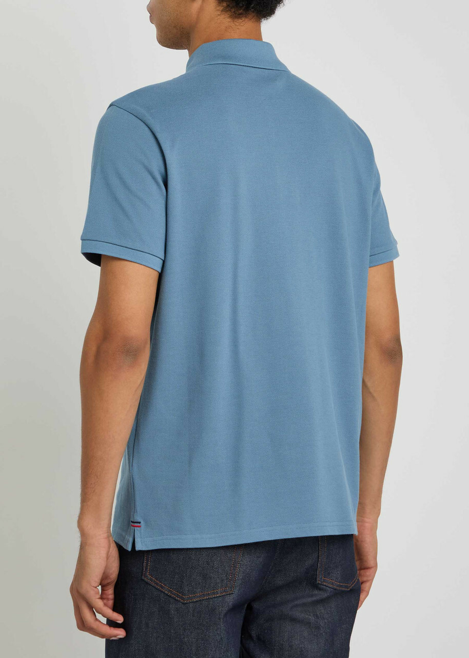 Moncler Logo-appliquéd Piqué Cotton Polo Shirt Blue Moncler