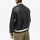 Beams Plus Men's Leather Varisity Jacket in Black