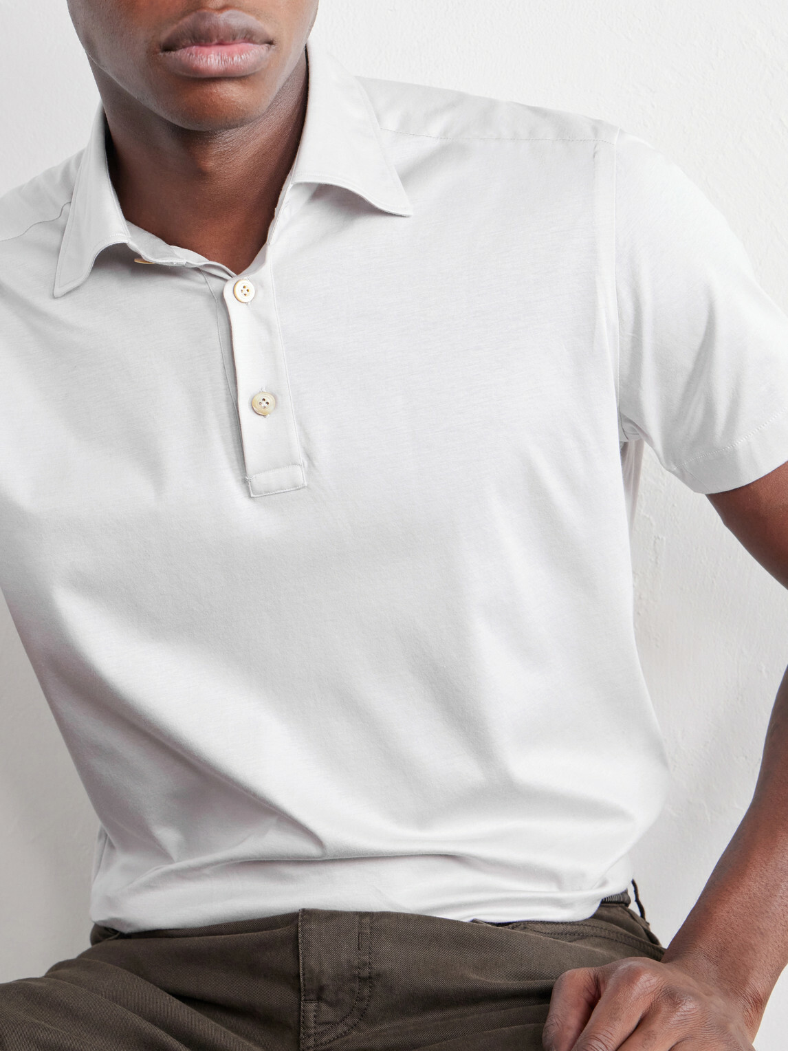 Kiton - Cotton-Jersey Polo Shirt - Gray