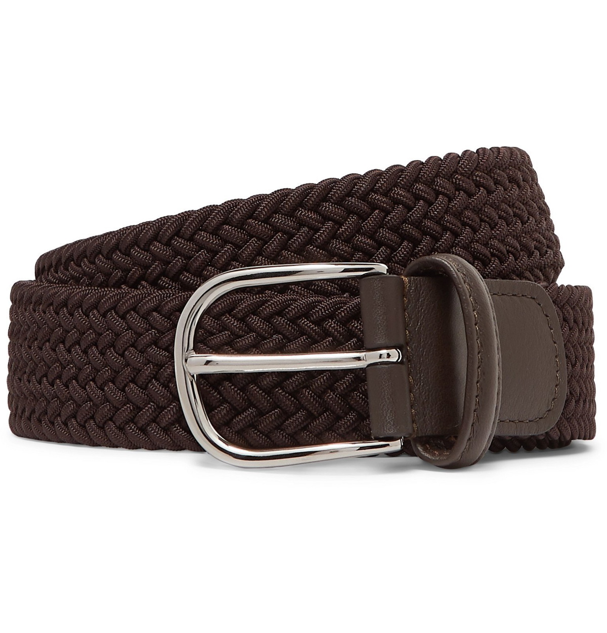 Anderson's 3.5cm Woven Leather Belt - Men - Brown Belts