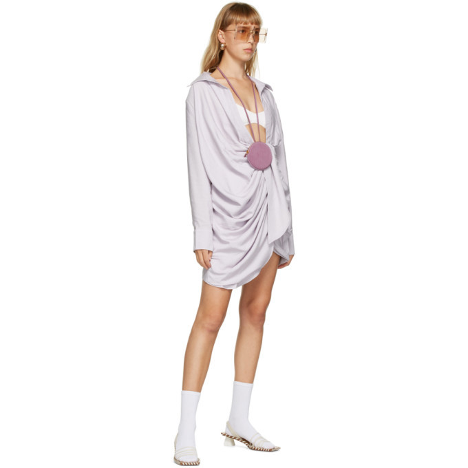 jacquemus purple dress JACQUEMUS Purple La Robe Espelho Cut Out Waist Draped Mini Dress