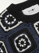 NN07 - Crocheted Wool-Blend Sweater - Blue