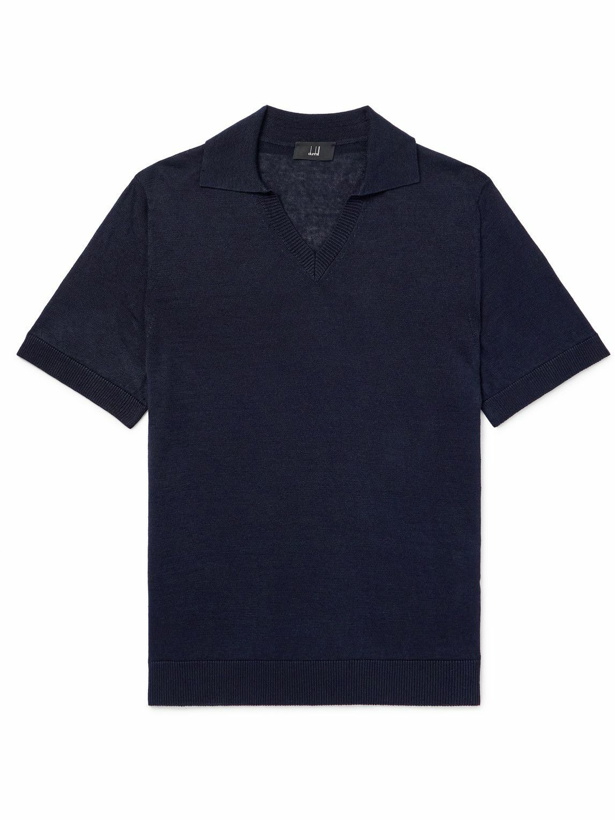 Photo: Dunhill - Linen and Silk-Blend Polo Shirt - Blue