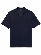 Dunhill - Linen and Silk-Blend Polo Shirt - Blue