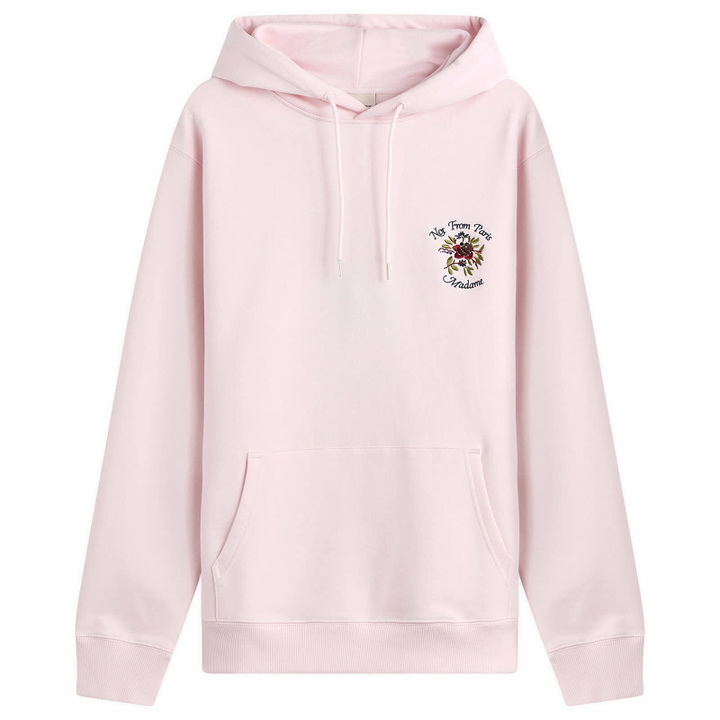 Photo: Drôle de Monsieur Men's Rose Slogan Hoodie in Light Pink