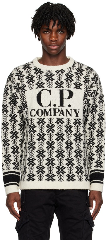 Photo: C.P. Company Off-White & Black Jacquard Sweater