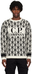 C.P. Company Off-White & Black Jacquard Sweater