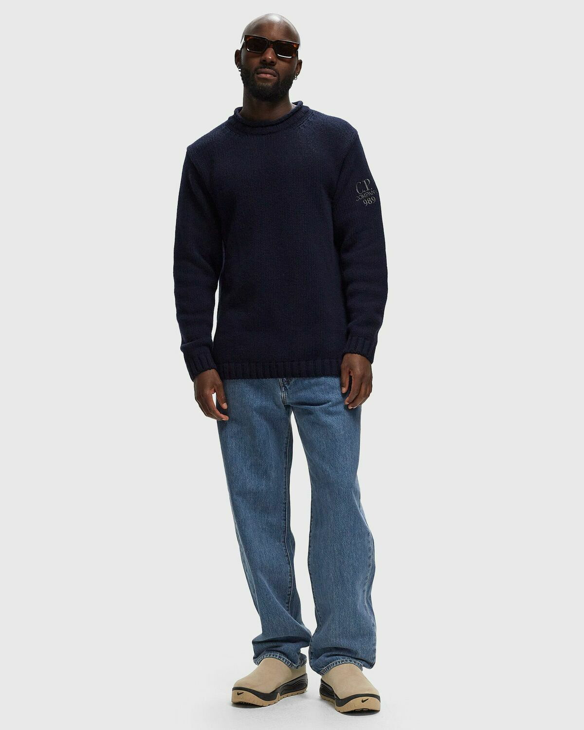 C.P. Company Lambswool Grs Boxy Mock Neck Knit Blue Pullovers C.P.