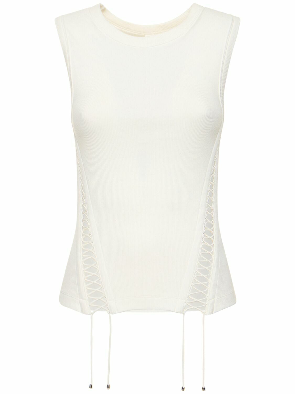 Dion Lee L92108 Womens White Ribbed Combat Corset Tank Top Size L