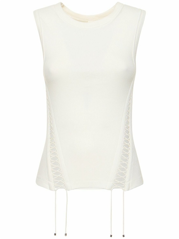 Photo: DION LEE - Ribbed Cotton Jersey Corset Tank Top