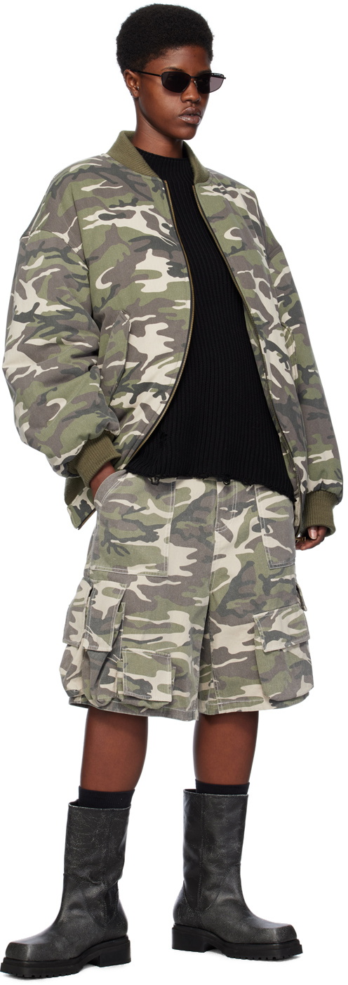 We11done Khaki Camo Shorts