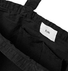 Folk - Logo-Embroidered Garment-Dyed Cotton-Twill Tote Bag - Black