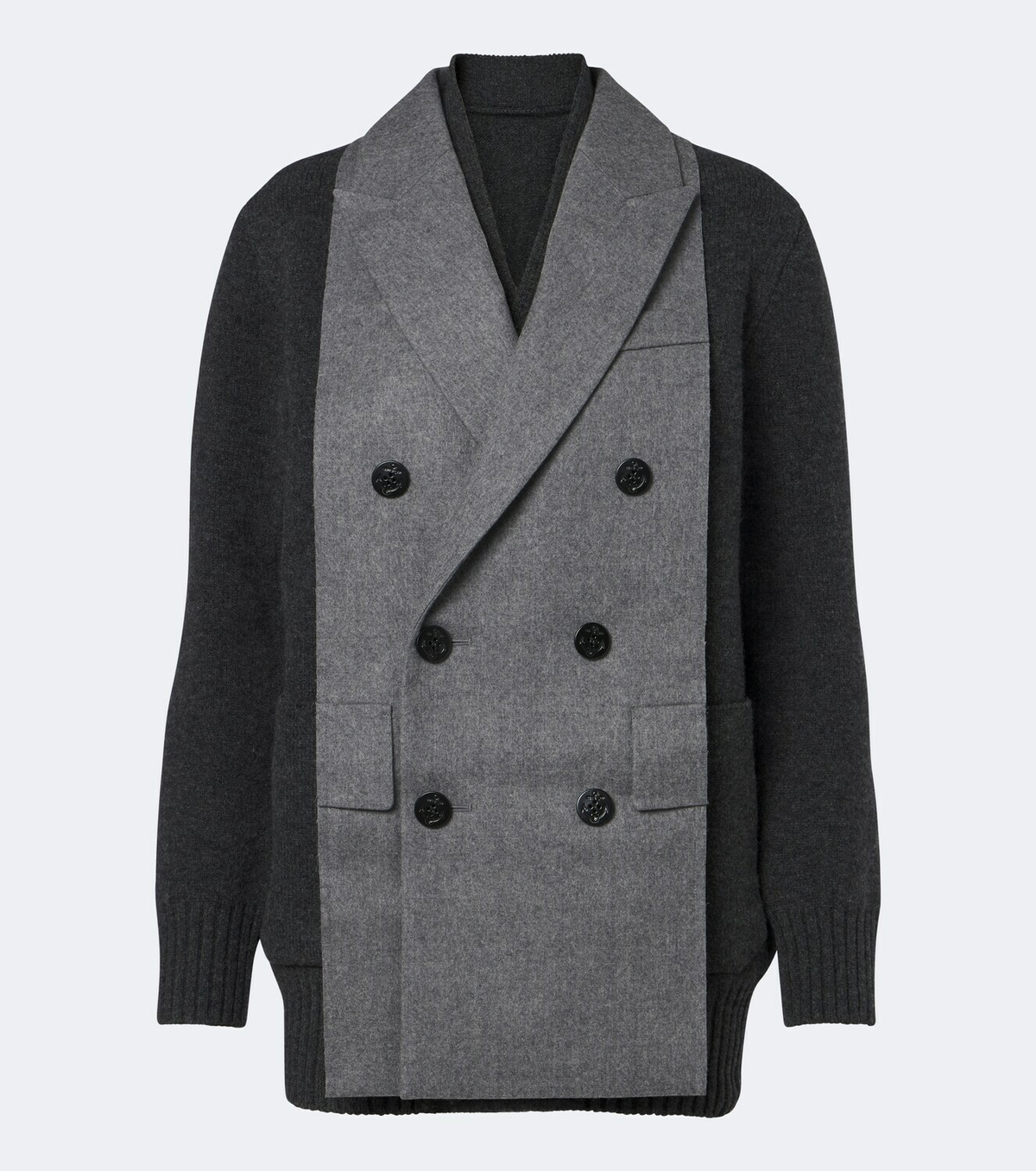 Sacai Layered wool-blend cardigan
