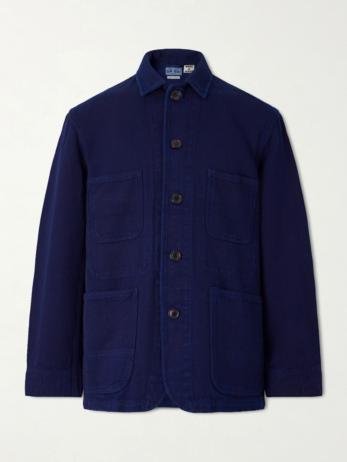 Blue Blue Japan - Logo-Appliquéd Sashiko Cotton-Piqué Jacket