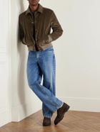 Canali - Leather-Trimmed Cotton-Corduroy Blouson Jacket - Green