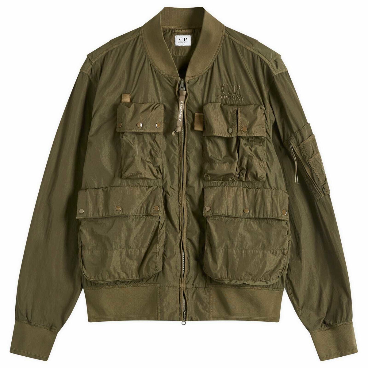 ジャケット・アウター CP COMPANY CHROME-R MULTIPOCKET BOMBER C.P. Company Men's Chrome-R Multipocket Bomber Jacket in Ivy Green