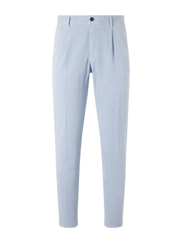 Photo: Slowear - Tapered Pleated Cotton-Blend Gabardine Trousers - Blue