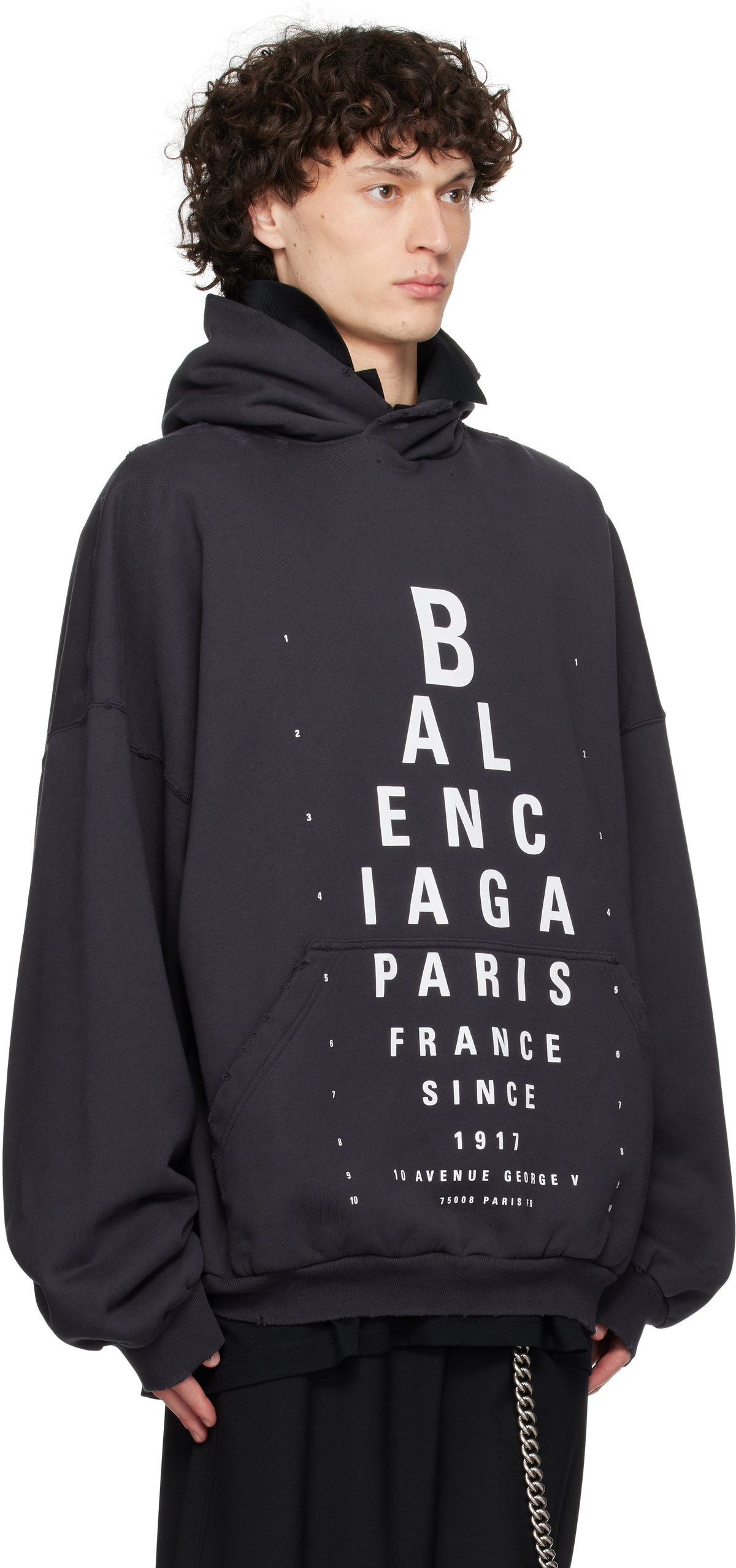 【送料&関税込】Balenciaga optical Hoodie Balenciaga Black Optical Hoodie Large Fit Hoodie Balenciaga