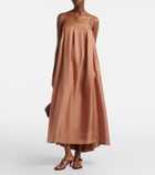 Asceno Heather pleated silk twill maxi dress