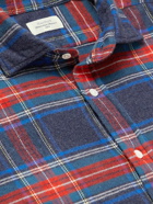 Hartford - Paul Cutaway-Collar Checked Cotton-Flannel Shirt - Blue