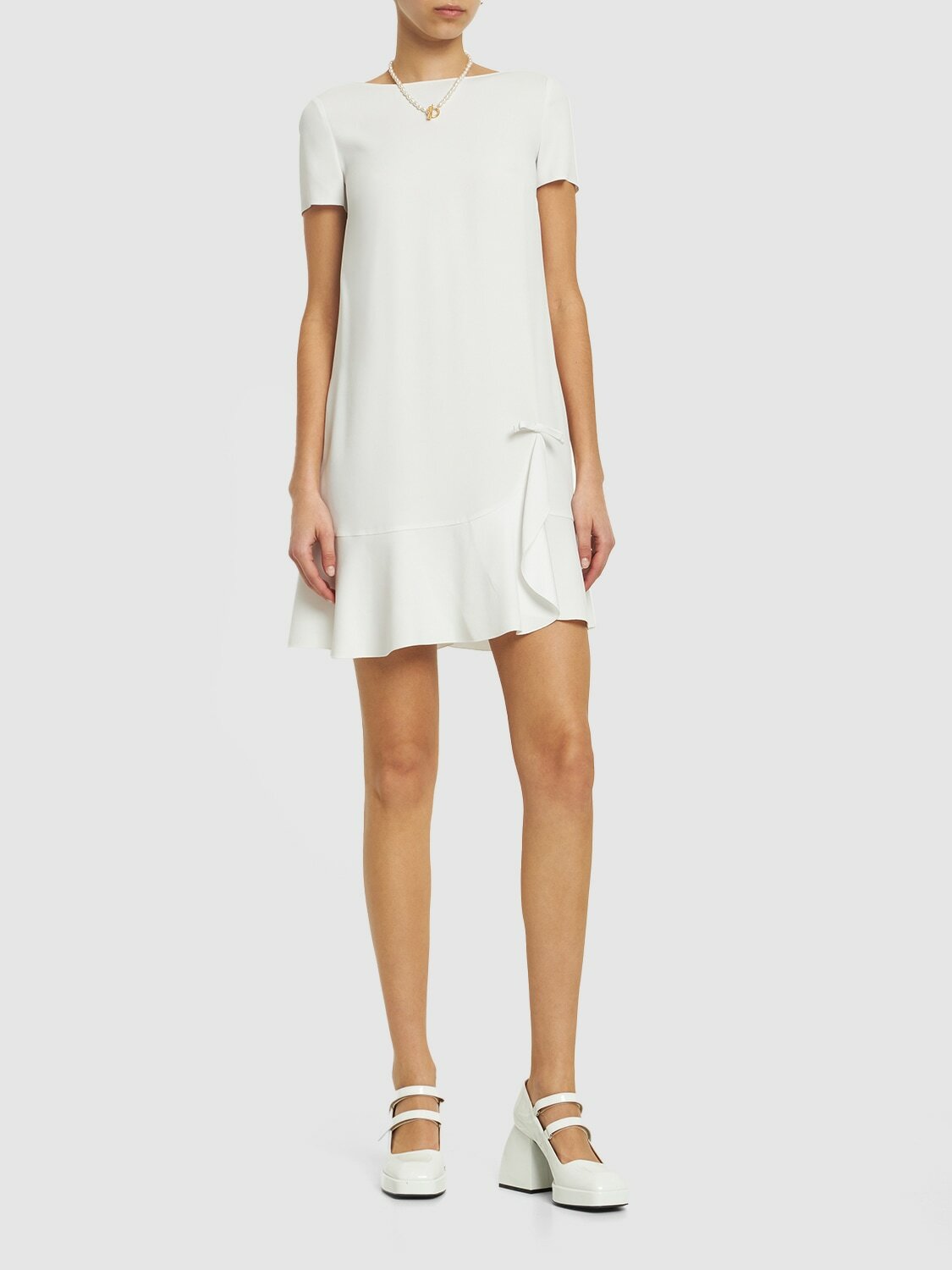 RED VALENTINO Crepe Satin Short Sleeved Mini Dress RED Valentino