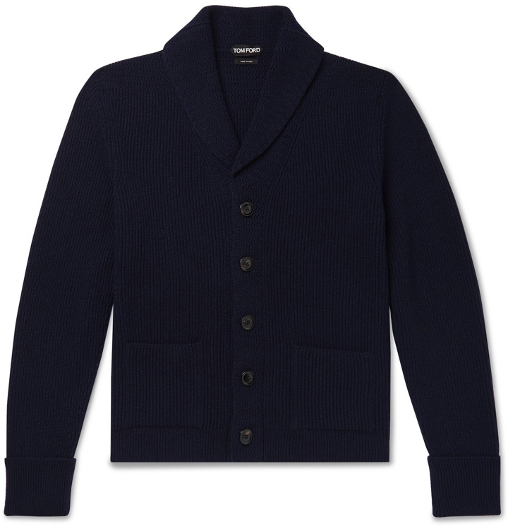 Photo: TOM FORD - Ribbed Cashmere Cardigan - Blue