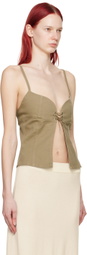 Ludovic de Saint Sernin Beige Cleavage Denim Tank Top