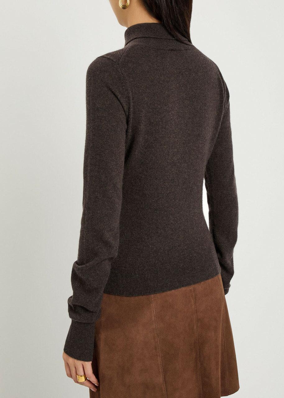 Reformation Jett Turtle-neck Cashmere top Dark Brown