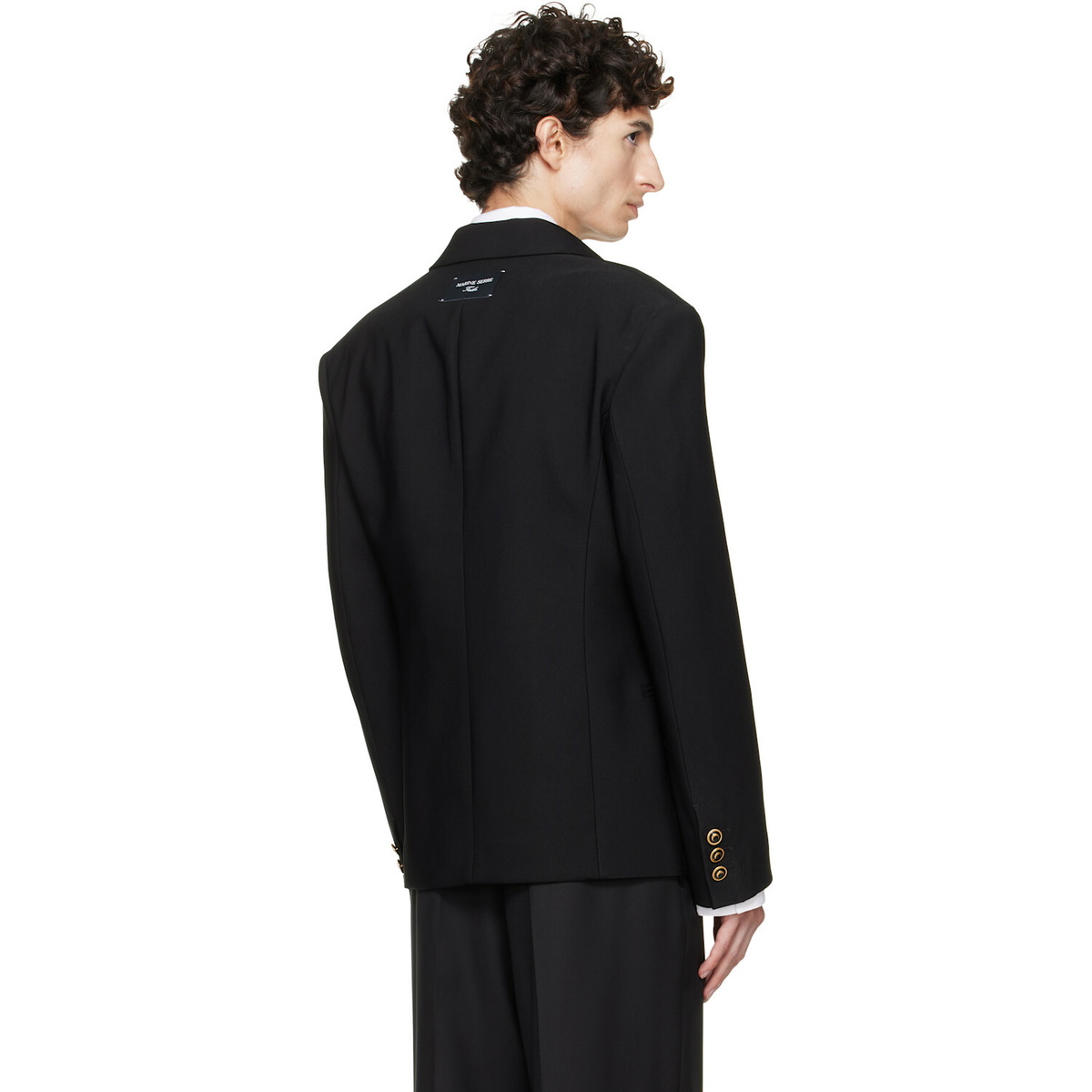 Marine Serre Black Tailored Wool Serge Blazer