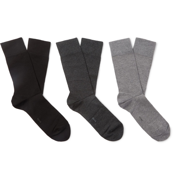 Photo: FALKE - Happy Three-Pack Cotton-Blend Socks - Gray