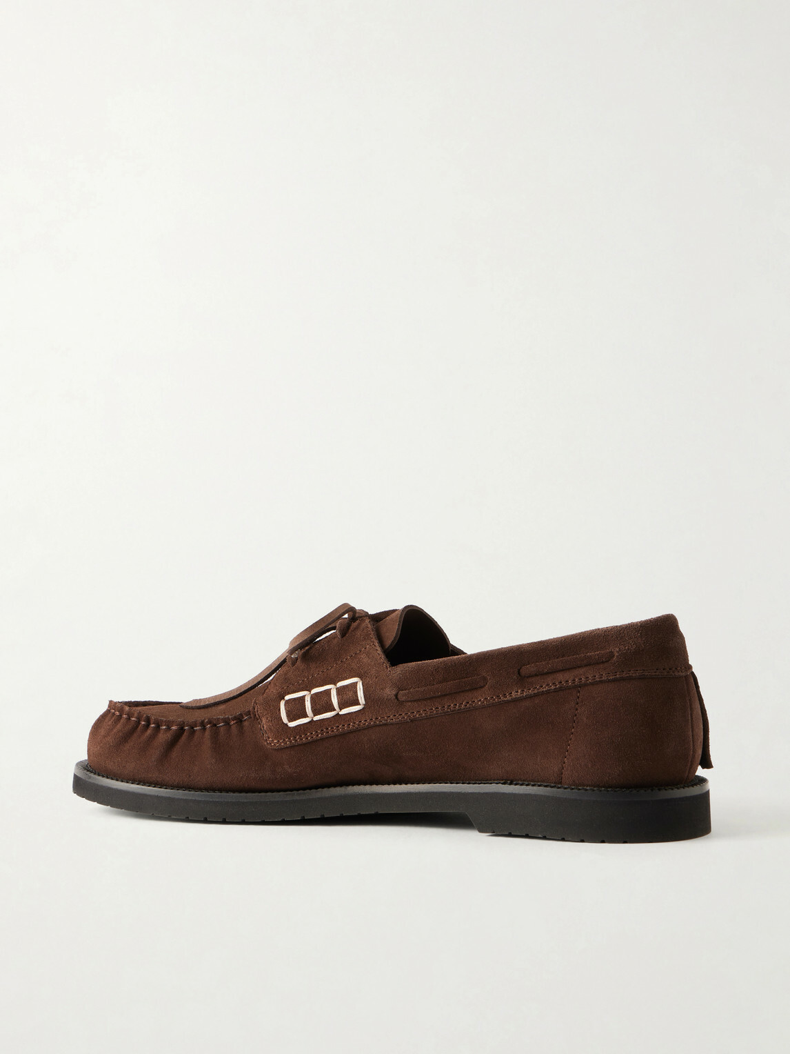 JW Anderson - Ruffle Suede Boat Shoes - Brown