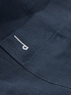 Dunhill - Logo-Embroidered Linen Shirt - Blue