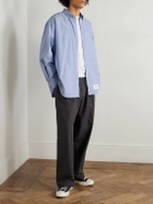 WTAPS - Button Down-Collar Logo-Appliquéd COOLMAX® Shirt - Blue