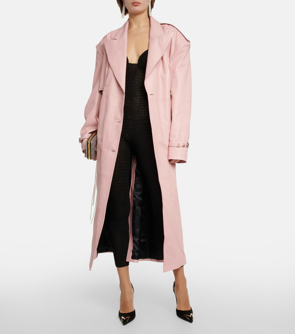 Leather Trench Coat in Red - Magda Butrym