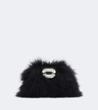 Amina Muaddi Camelia embellished feather clutch