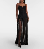 Dolce&Gabbana Silk-blend chiffon and lace corset dress