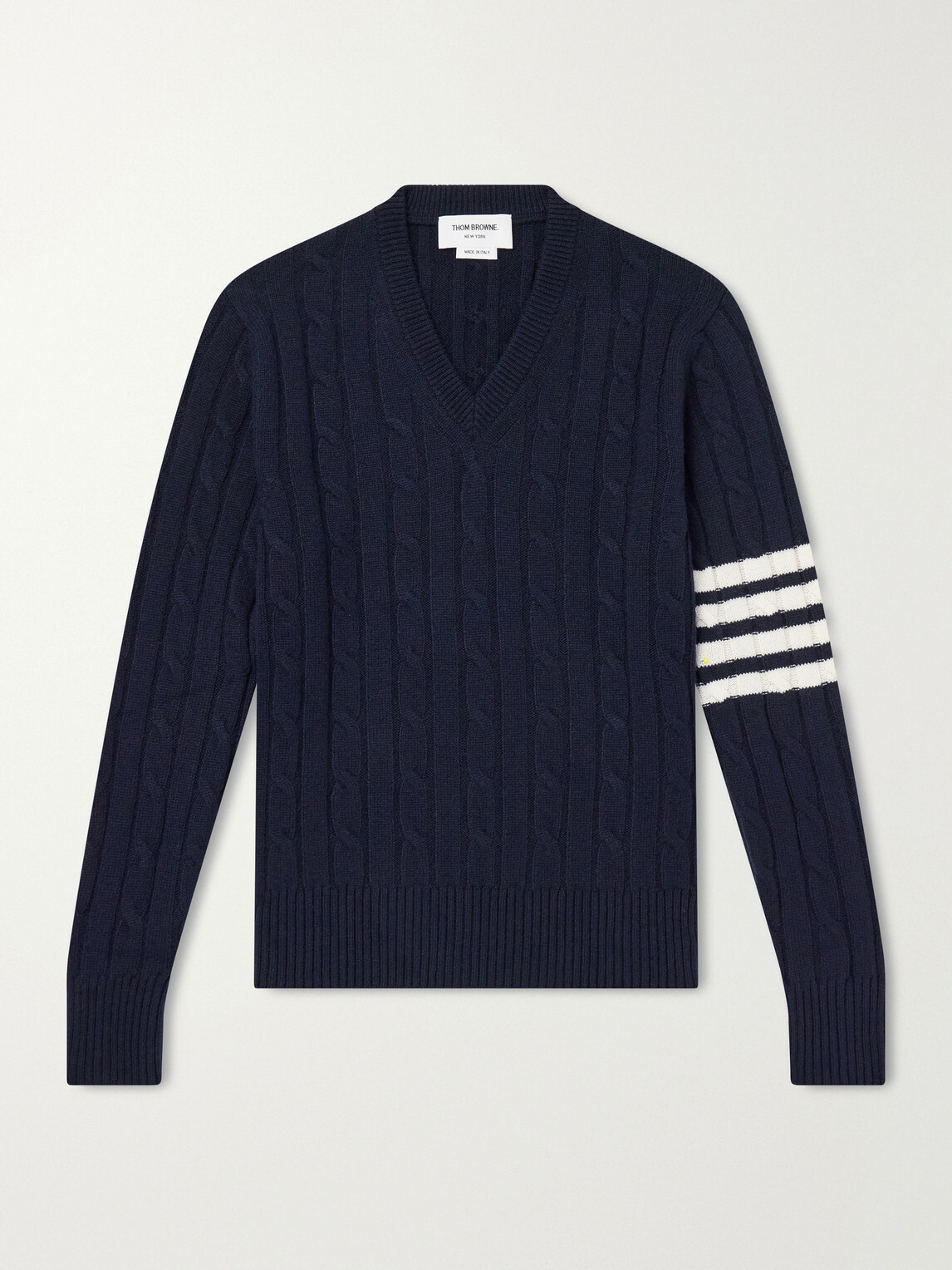 Thom Browne - 4-Bar Stripe Cable-Knit Cashmere Sweater - Blue