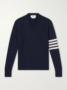 Thom Browne - 4-Bar Stripe Cable-Knit Cashmere Sweater - Blue