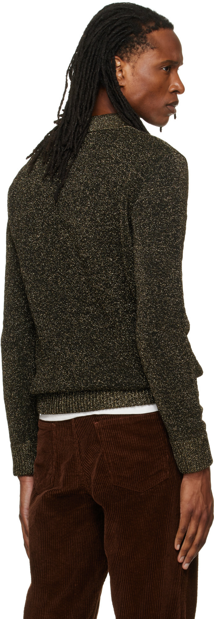 Marni Black Wool Lurex Detailing Polo