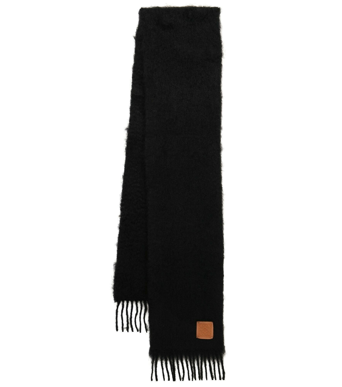 【無料郵送/関税込/正規品】 Loewe Mohair Wool Scarf Black FSA Loewe - Mohair and wool-blend scarf Loewe