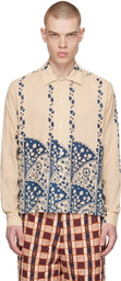 Bode Beige & Navy Climbing Ivy Shirt