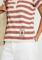 Moncler Striped Cotton Polo Shirt Natural Beige Other