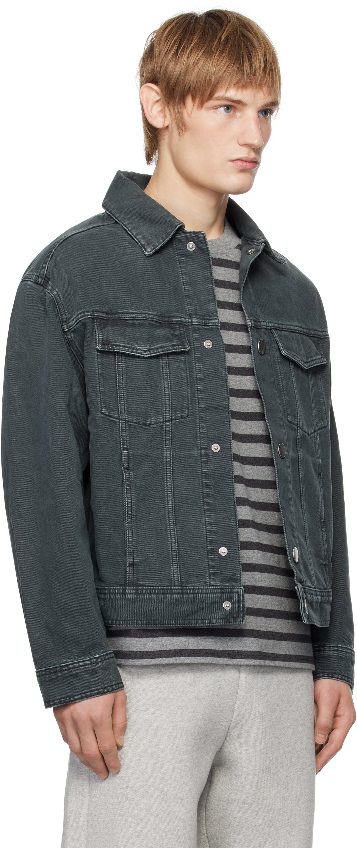 AMI Paris Black Trucker Denim Jacket