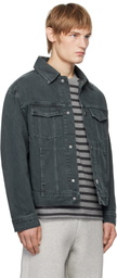 AMI Paris Black Trucker Denim Jacket