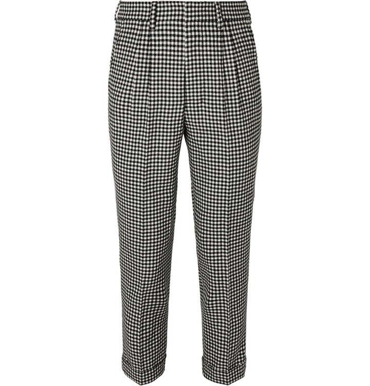 Photo: AMI PARIS - Slim-Fit Tapered Pleated Checked Wool-Blend Trousers - Neutrals