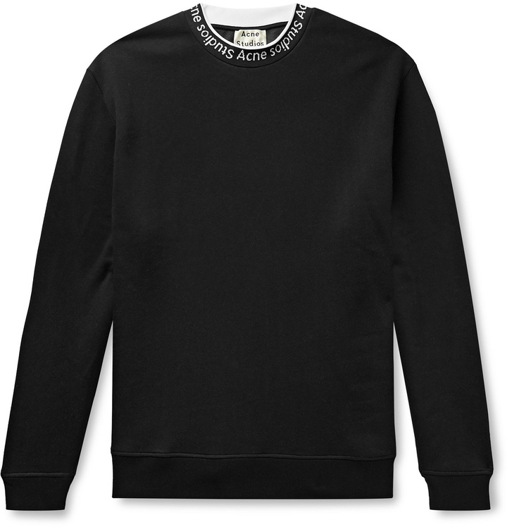 Photo: Acne Studios - Fulton Logo-Jacquard Fleece-Back Jersey Sweatshirt - Black