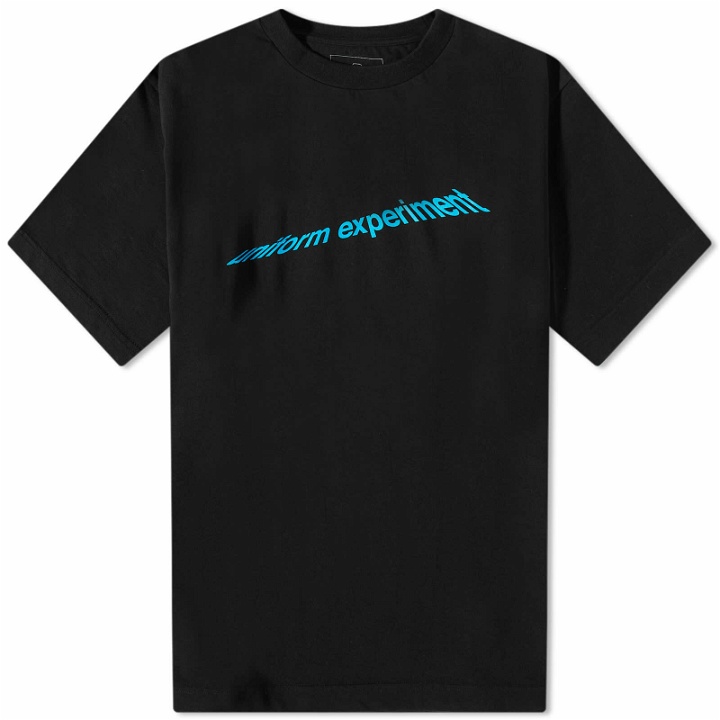 Photo: Uniform Experiment Men's Authentic Wrap Logo T-Shirt in Black
